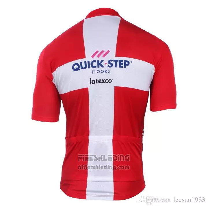 2018 2019 Fietskleding Quick Step Floors Kampioen Denemarken Korte Mouwen en Koersbroek